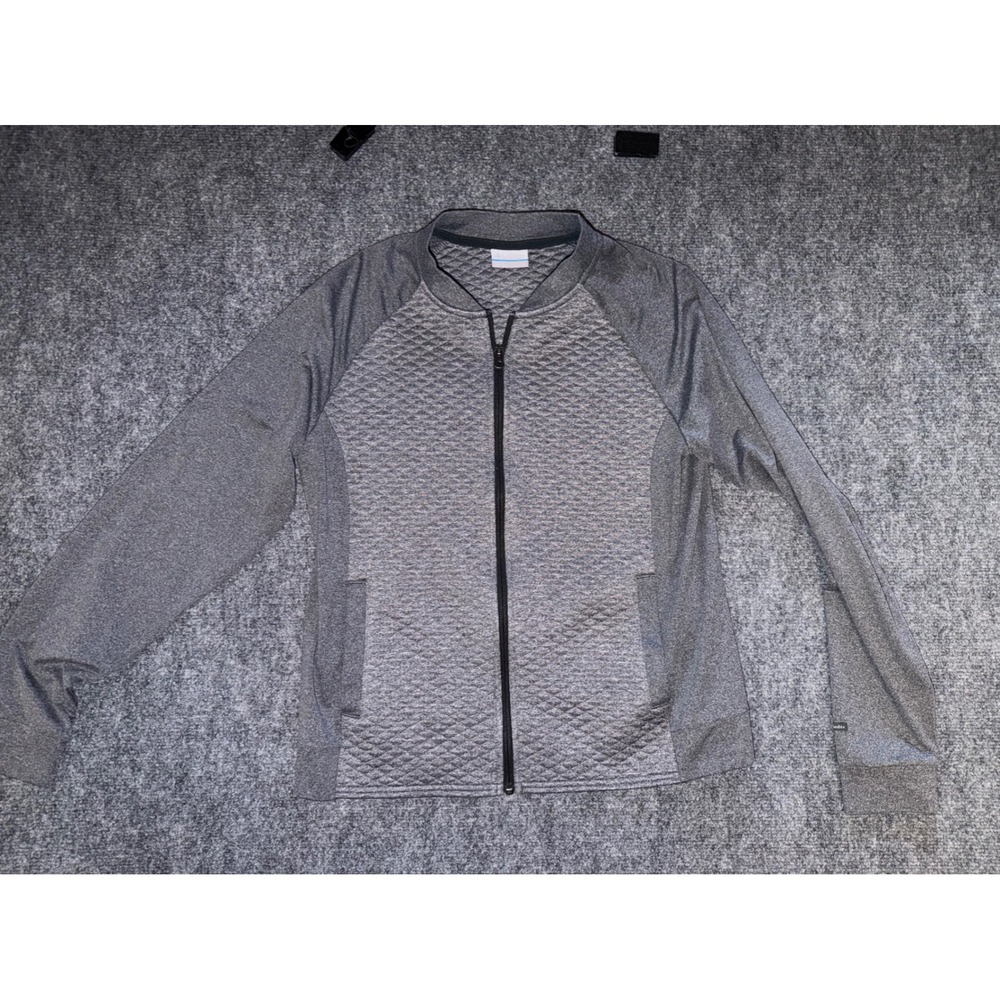 Columbia Women Gray Quilted Full Zip Bomber Jacket Heathered RN 69724 Size M